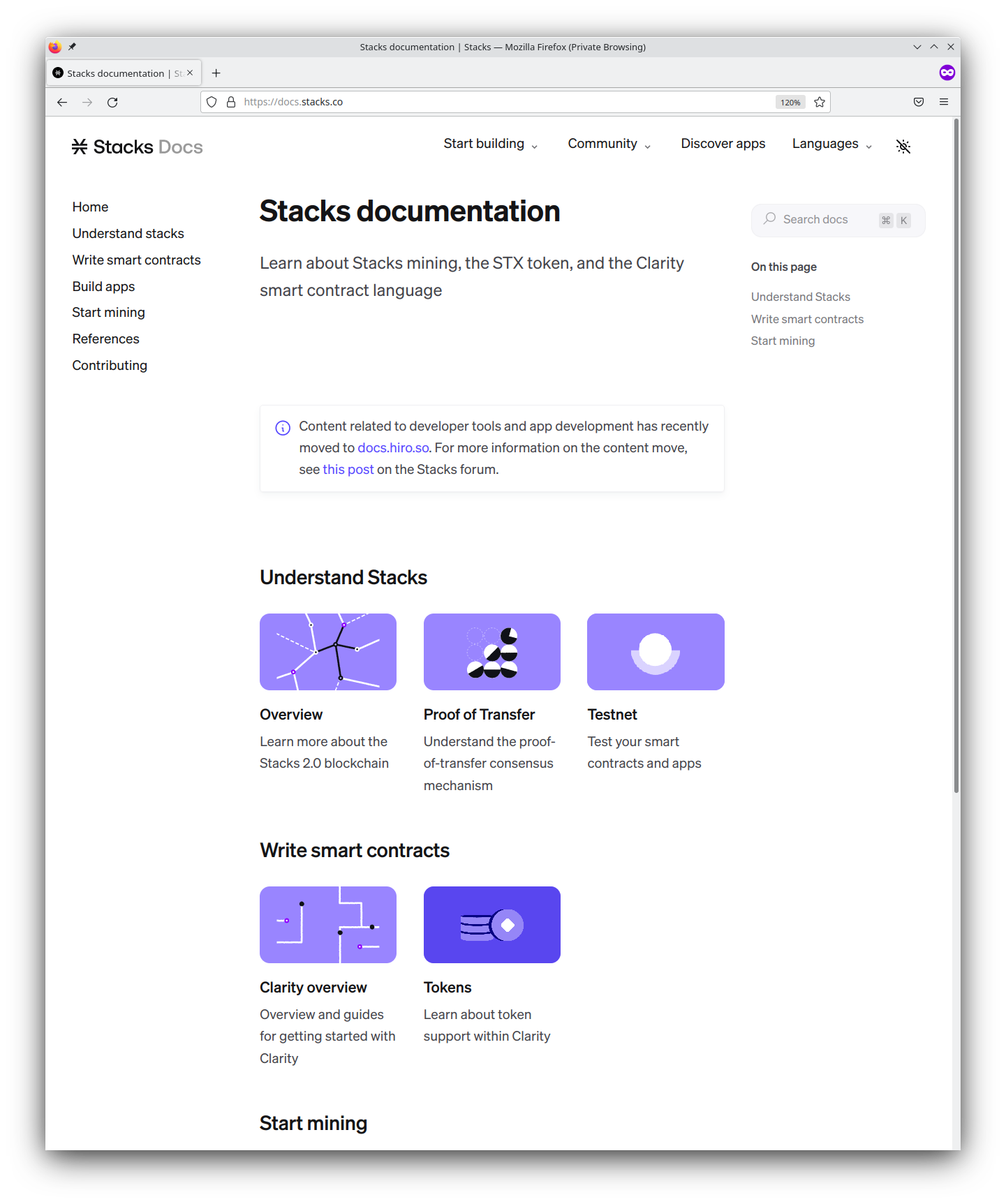 A screenshot of docs.stacks.co