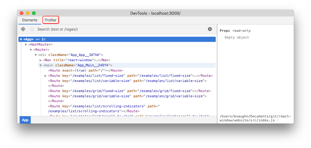 New DevTools &quot;profiler&quot; tab