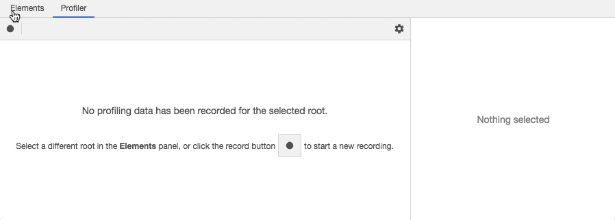 Select a root in the &quot;Elements&quot; panel to view its performance data