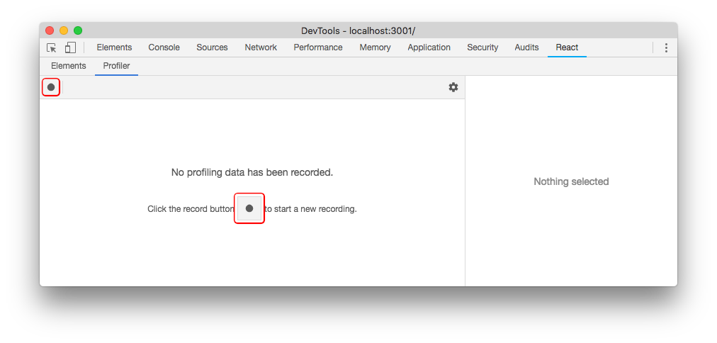 Click &quot;record&quot; to start profiling
