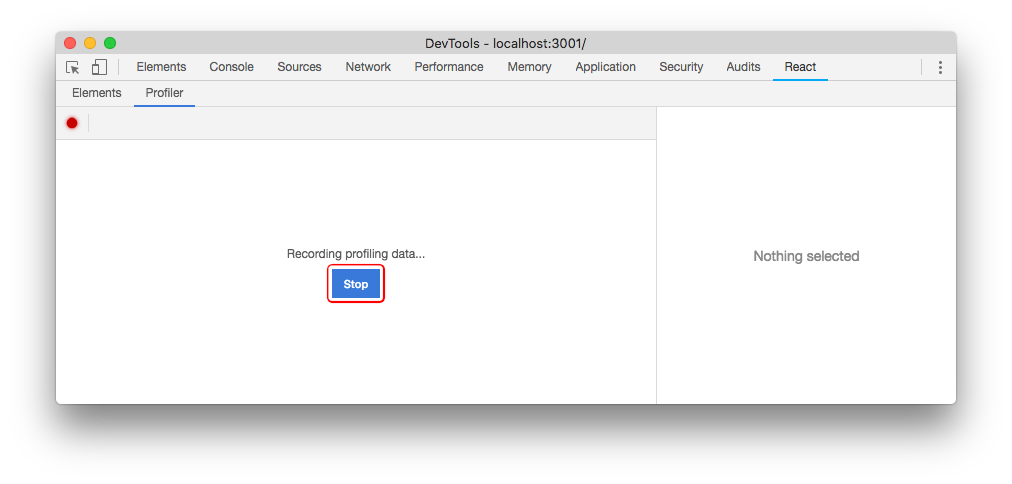 Click &quot;stop&quot; when you are finished profiling